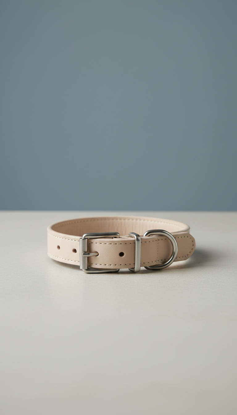 Vegan Leather Dog Collar in Taupe